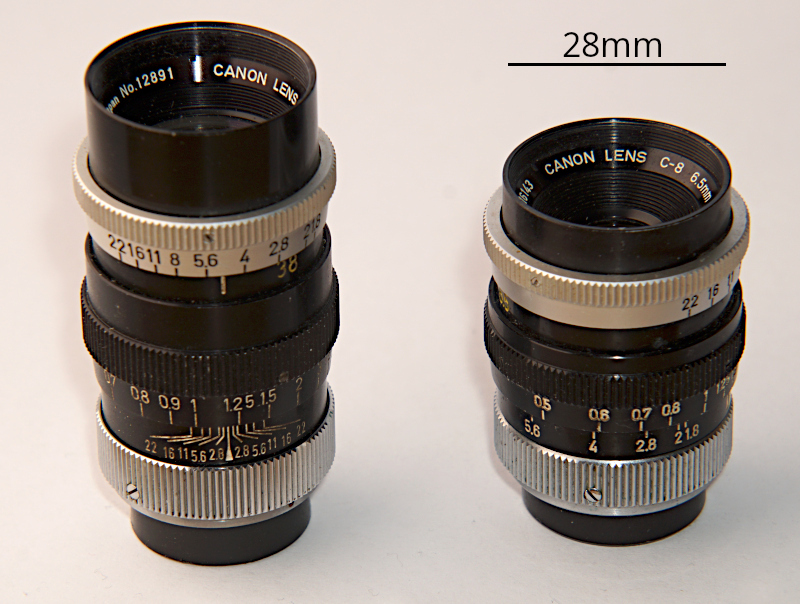 obiettivi Canon C8 da 38mm e da 6,5mm